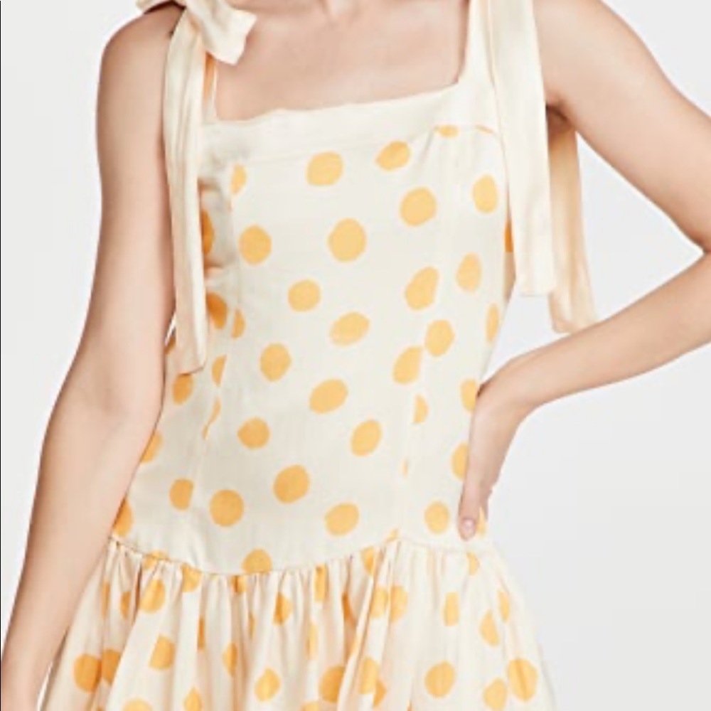 Agua Bendita Joaquina Silky Linen Cream / Yellow Polka Dot Mini Dress